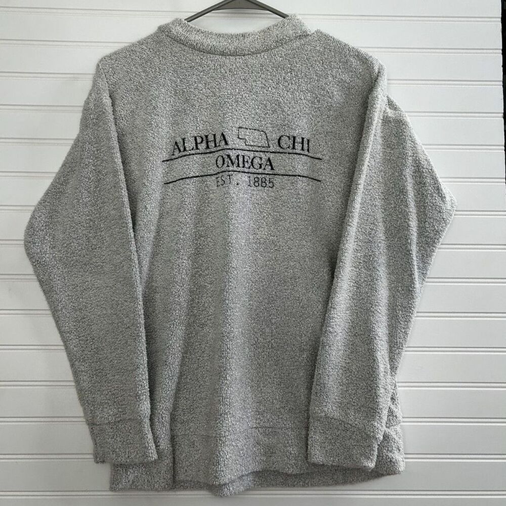 Woolly Threads Alpha Chi Omega Sorority Sweatshirt Gray Pullover Size M